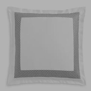 Hudson Park Collection Sateen Euro Pillow Sham Geo 500TC Pima Cotton Silver